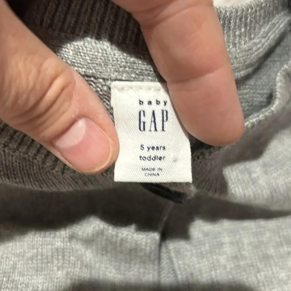 Baby Gap 5 grey one button open front horse detail 3d mane pink cream euc